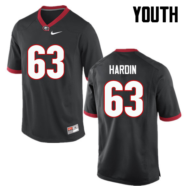 Youth Georgia Bulldogs #63 Sage Hardin College Football Jerseys-Black - Click Image to Close